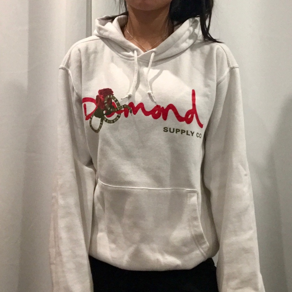 white diamond sweatshirt/hoodie